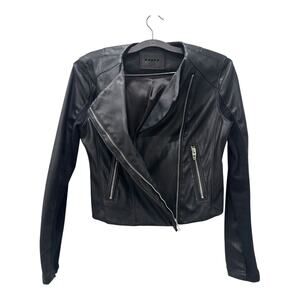 Blank NYC Faux Leather Moto Jacket Women’s XS Black Zip Biker (0031)